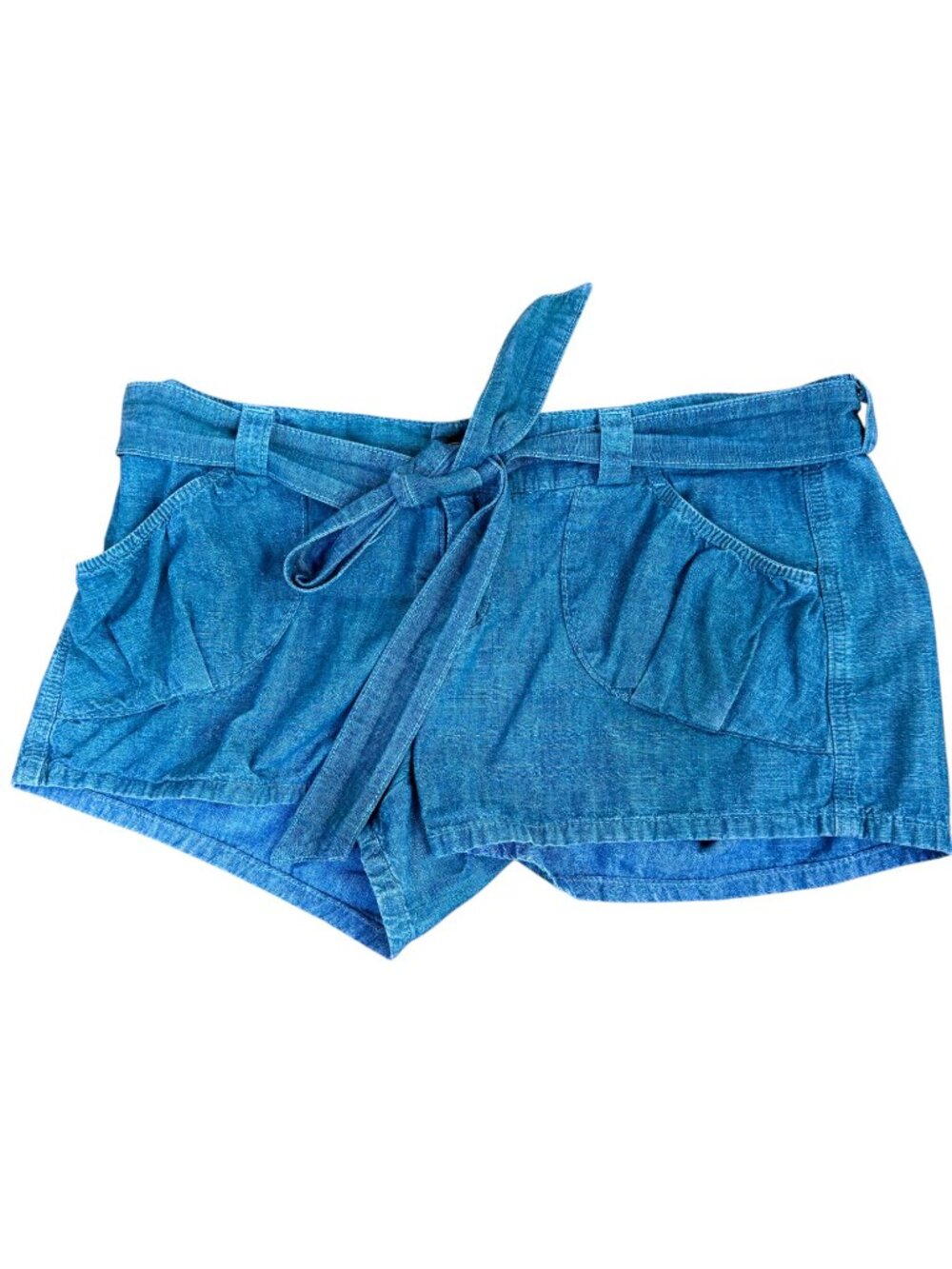 7 For All Mankind Shorts Aqua Blue Cotton Low Rise Belted  (29)